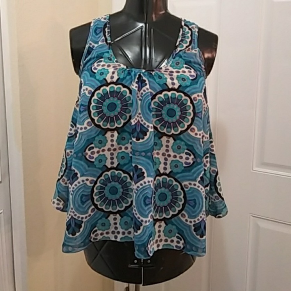 Anthropology Meadow Rue s blue top striped under